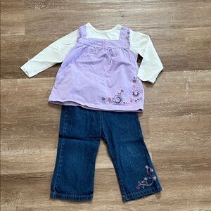 Lavender Floral Tunic with Embroidered Jeans